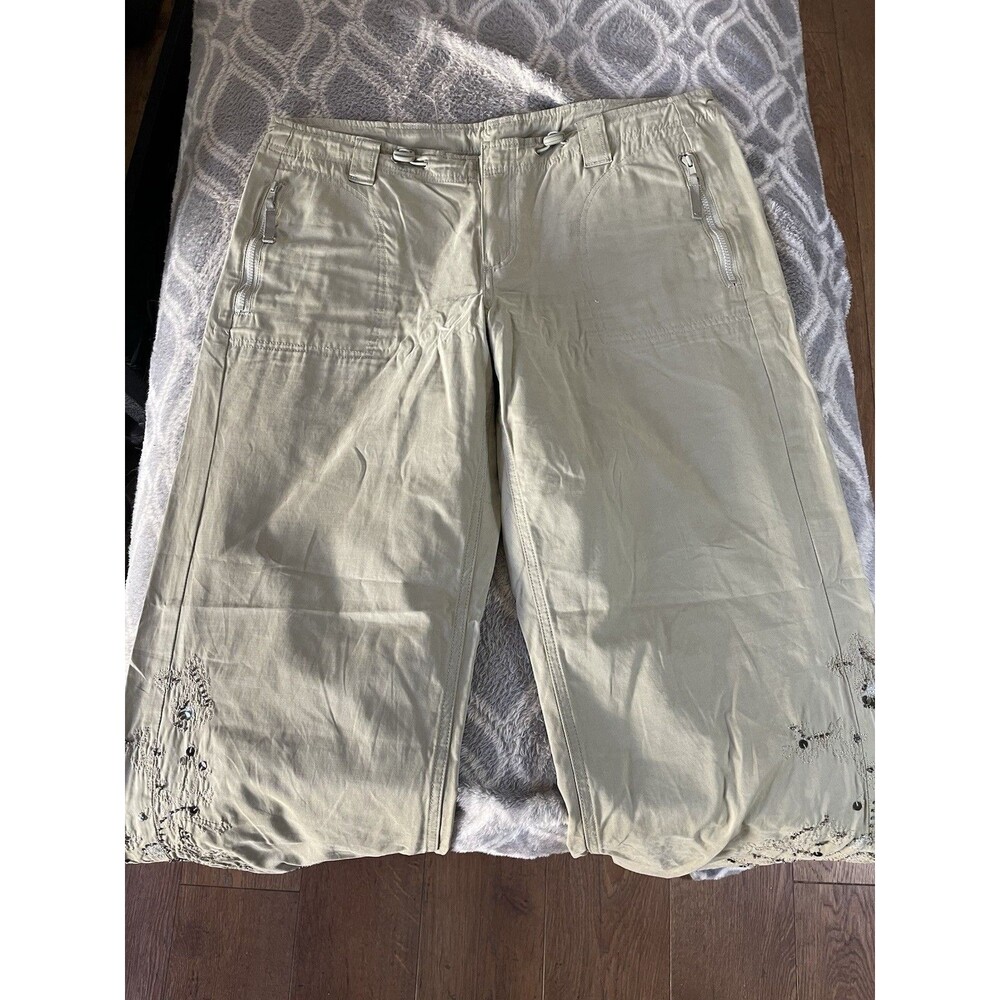 Women's Arizona Jeans Khaki Beaded Drawstring Pants Sz 9